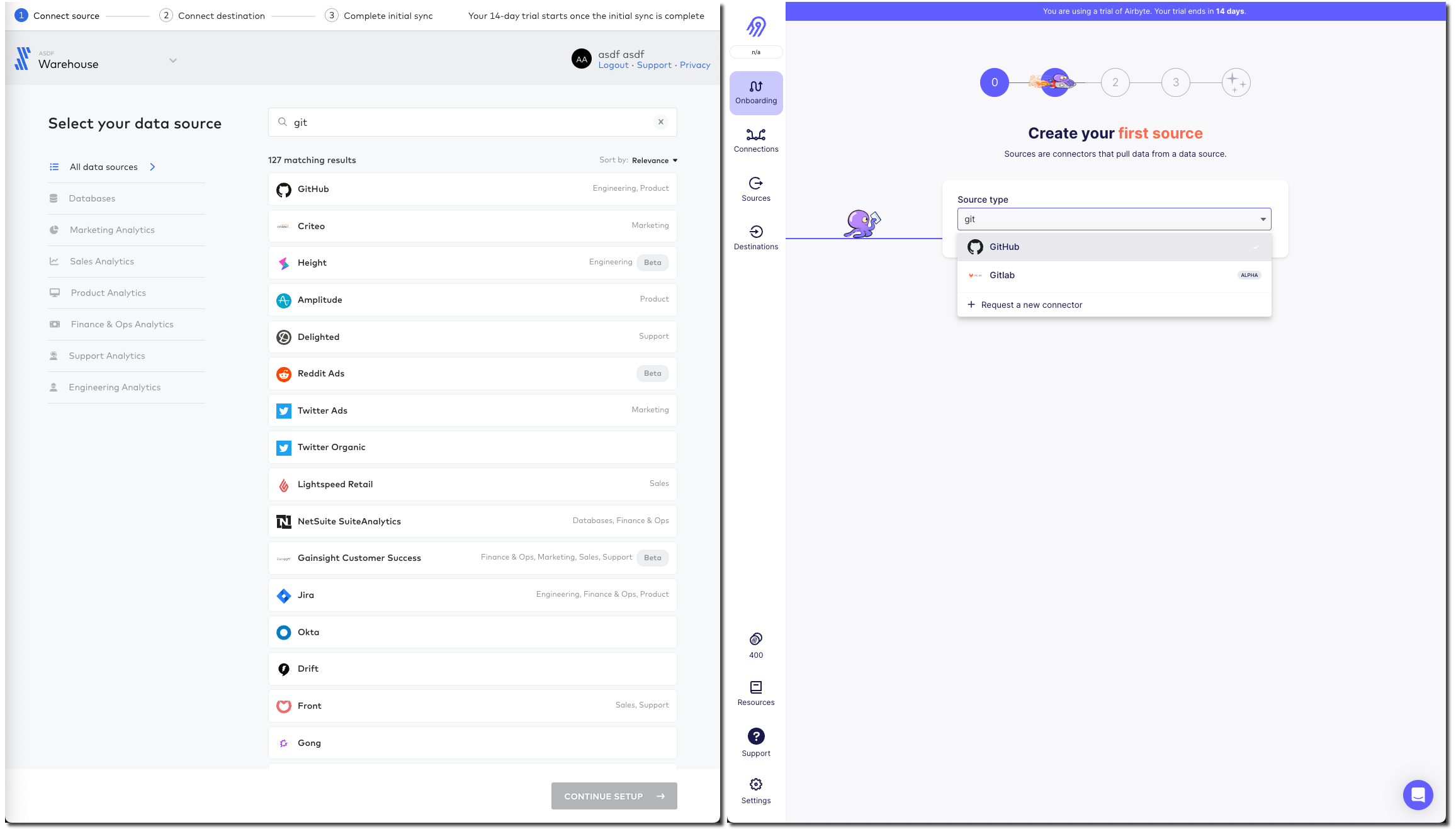 Fivetran and Airbyte - searching for a connector